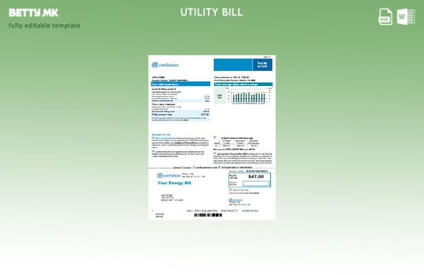 Модерен стил шаблон верзија на сметки за комунални услуги на САД Conedison 1